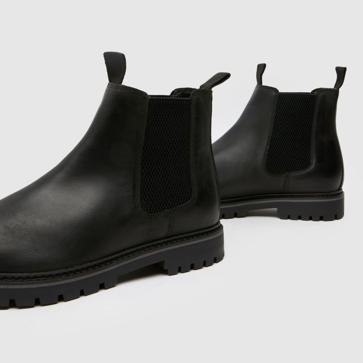 Schuh – Dawson – Svarta läderstövlar med bred passform