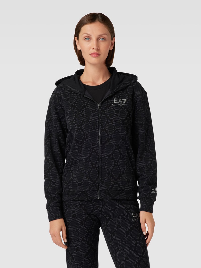 Sweatjacke mit Strukturmuster in schwarz