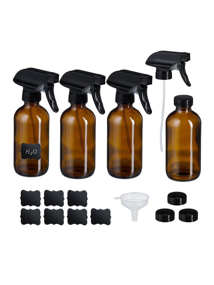 relaxdays 4 x Sprühflasche in Braun/ Schwarz - 500 ml günstig kaufen onesize