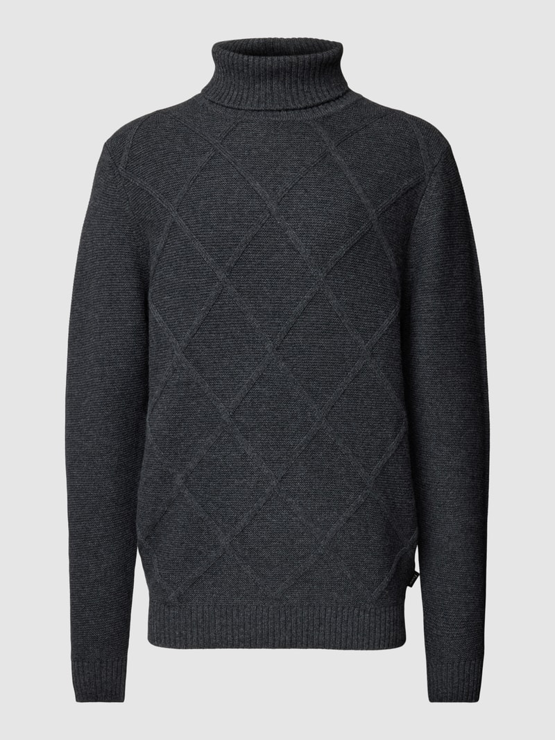 Strickpullover mit Rollkragen in dunkelgrau