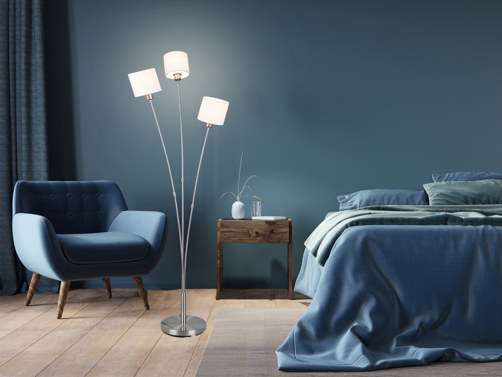 meineWunschleuchte LED Stehlampe, Dimmfunktion, LED wechselbar, Warmweiß, ausgefallen-e Designer-lampen dimmbar Lampenschirm-e Stoff, Höhe 150cm