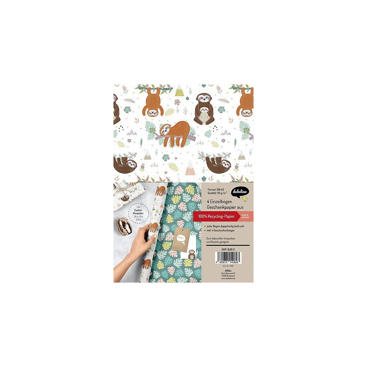 Geschenkpapier-Set: Faultier