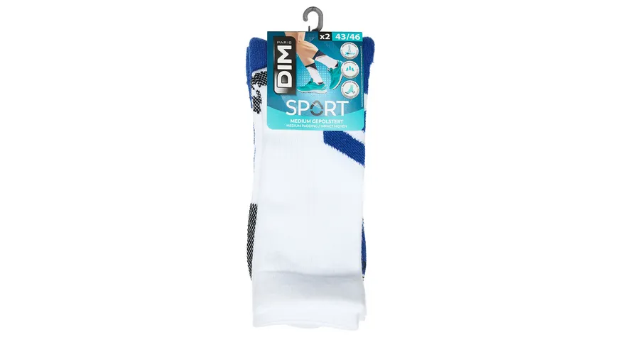DIM Herren Sportsocken Crew 2er Pack weiss/aurora