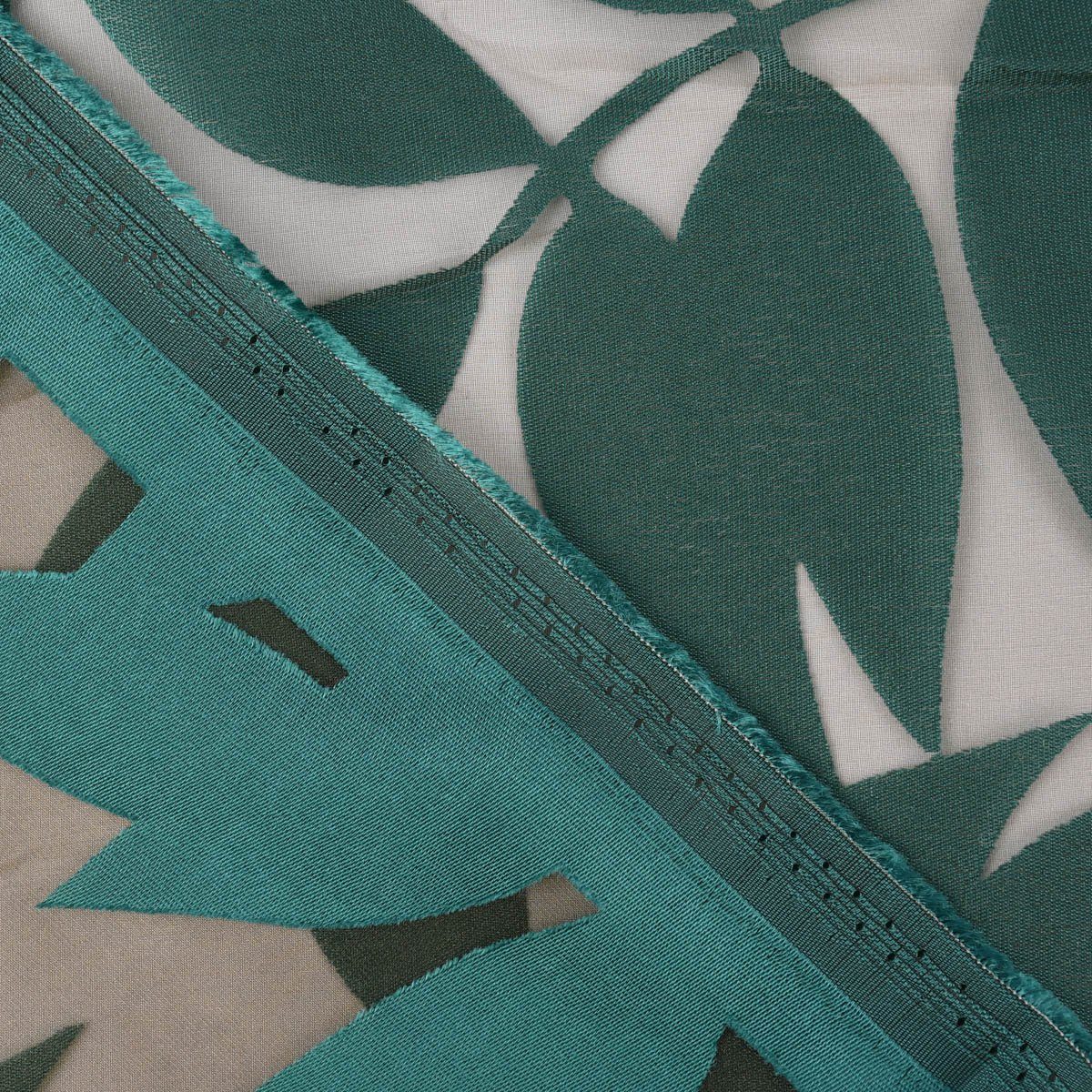 Meterware Rasch Textil Stores Ausbrenner Sri Lanka Blätter petrol bronze 300cm, halbtransparent, Viskose, überbreit