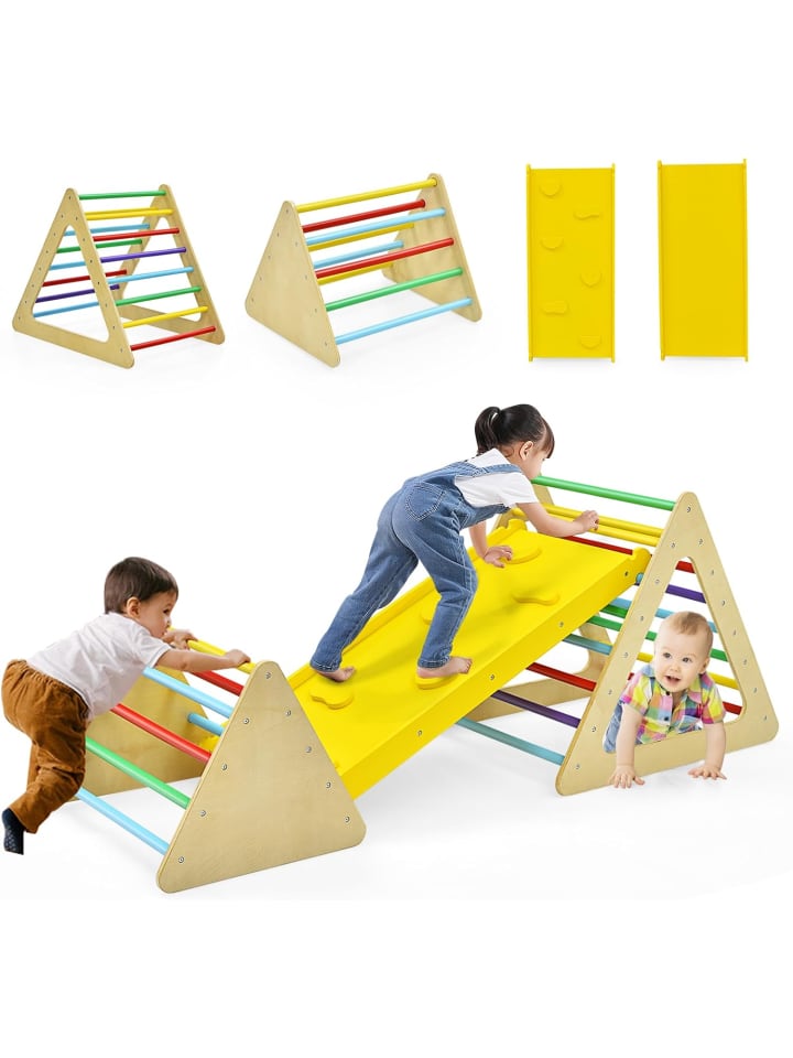 COSTWAY 3 in 1 Kletterdreieck mit Leiter in Bunt günstig kaufen 70 cm