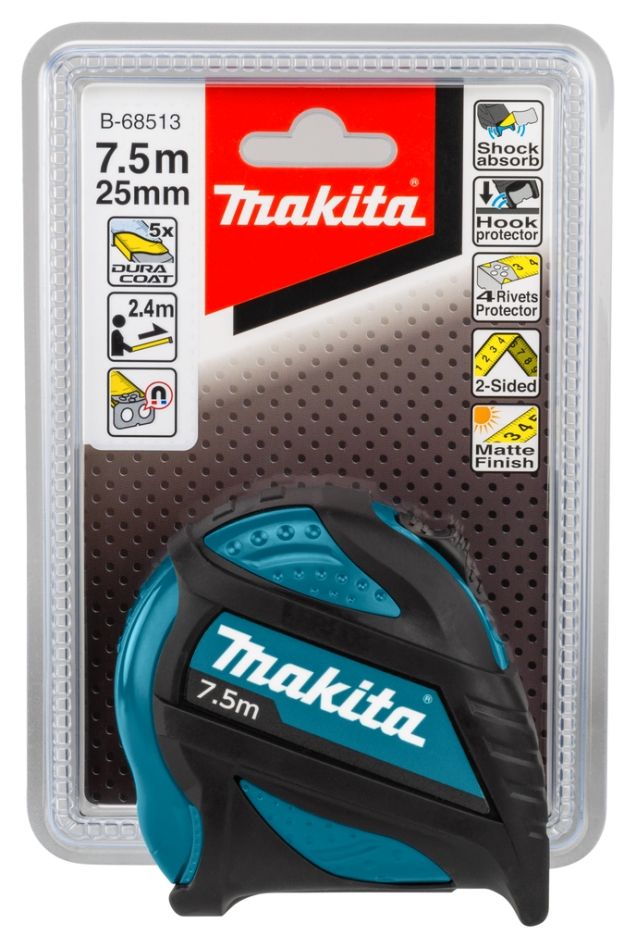 Makita piederumi B-68513 mērlente 7,5 m x 25 mm Divpusēji izmēri mm