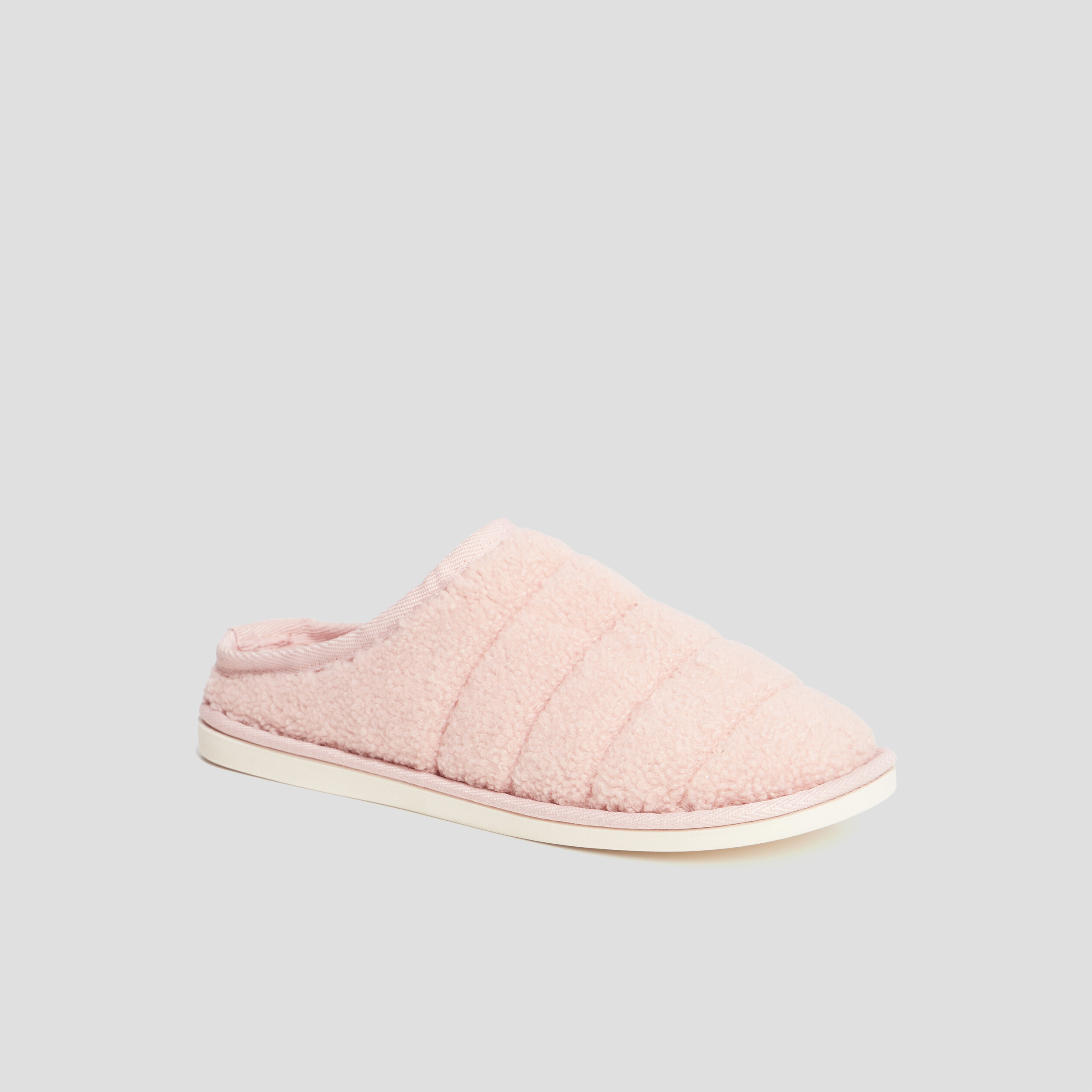 Chaussons mules imitation laine mouton rose femme | La Halle