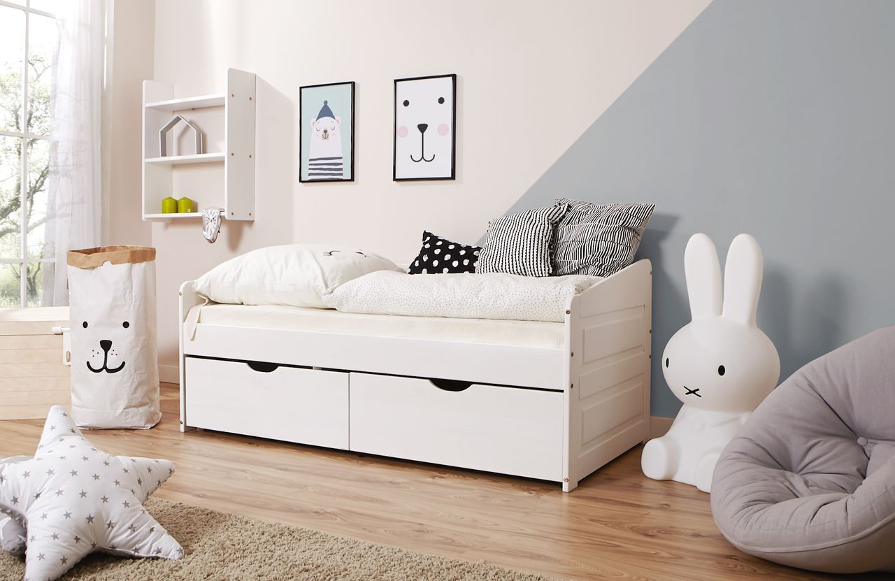 Ticaa Sofabett MINI Micki 80x160 cm Var 4 - mit 2er Schubkästen - inkl. Matratze