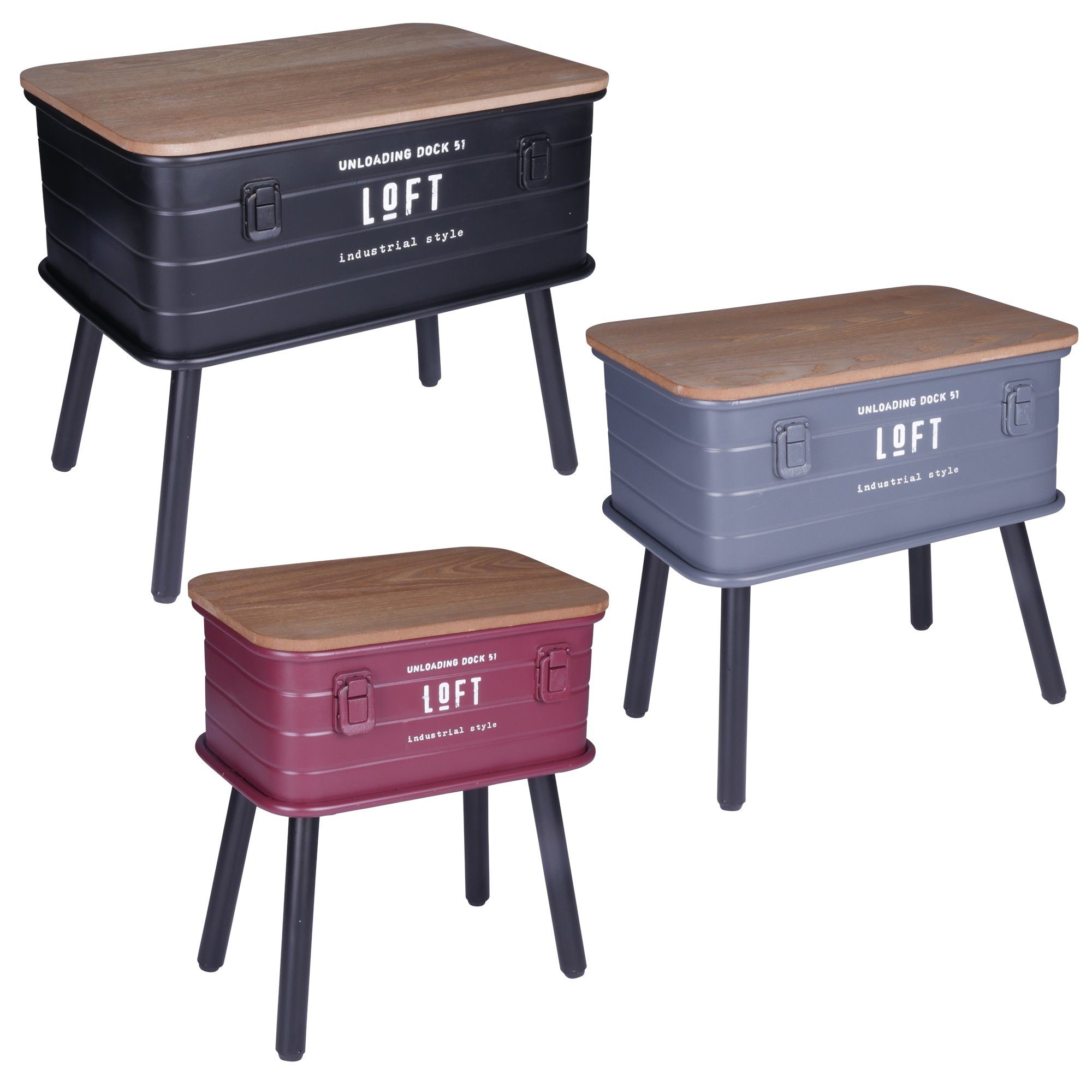 FIFITARA Beistelltisch industrial Style (3-St., 3-er Set), Retro Nachttisch, Ablagetisch, Konsolentisch, Metall mit Stauraum