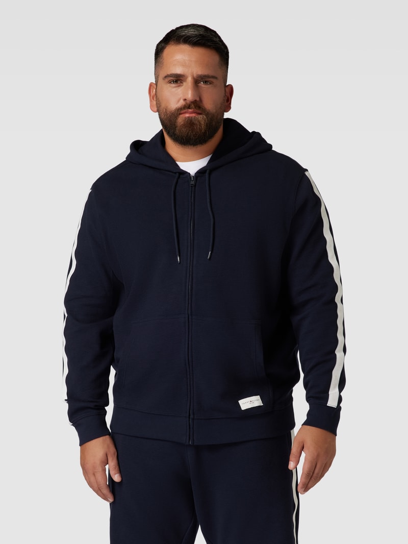 PLUS SIZE Sweatjacke mit Kapuze und Eingrifftaschen in marineblau
