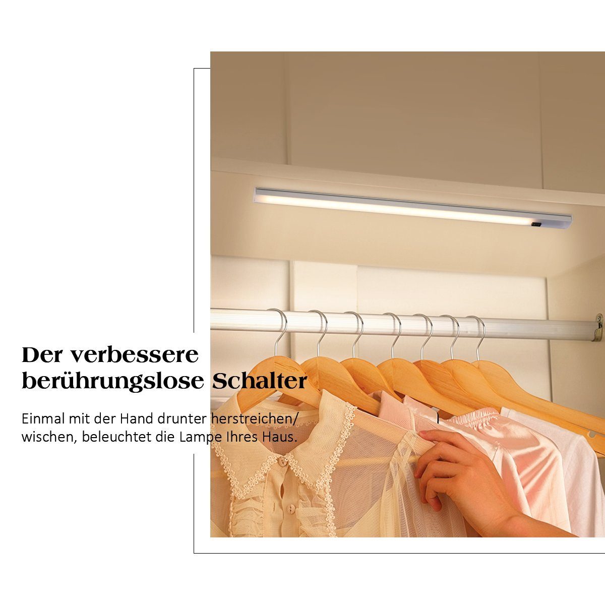 iscooter LED Unterbauleuchte Küchenlampe Schranklicht Nachtlicht mit Hand Bewegungssensor, 230V, LED fest integriert, Warmweiß, Kaltweiß, LED Unterbauleuchte, LED Sensor Licht Schrankleuchten, Für Schrank