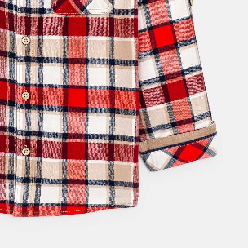 Chemise à carreaux manches longues rouge garçon