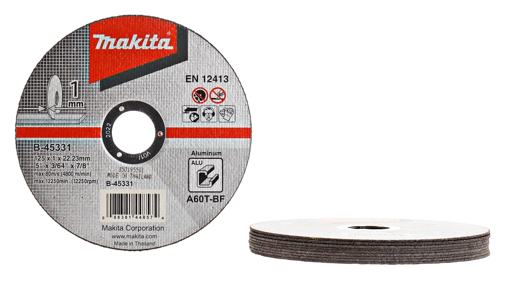 Makita Tarvikkeet B-45331 Katkaisulaikka 125x22.23x1.0mm Alumiini 10 kpl
