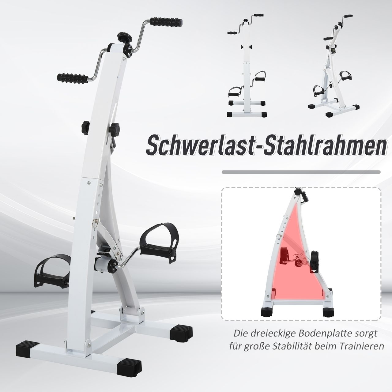 Outsunny HOMCOM Heimtrainer für Senioren Bewegungstrainer Pedaltrainer Stahl Weiß