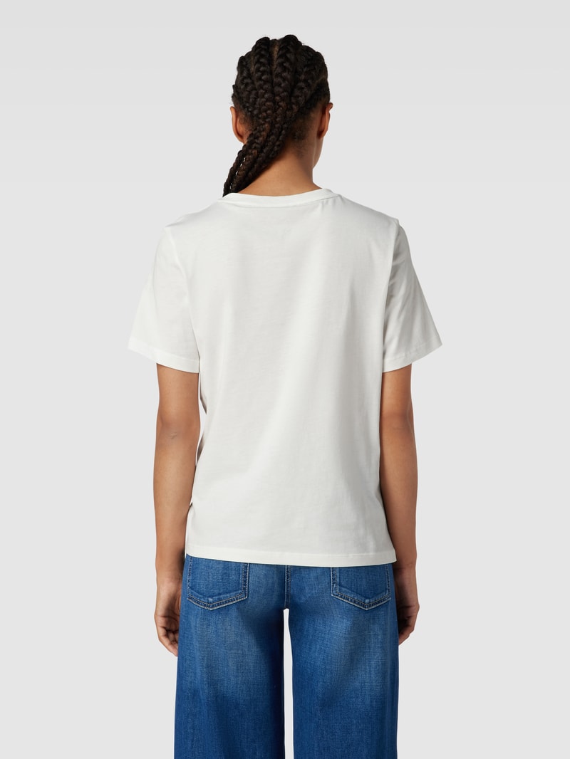 T-Shirt mit Motiv-Print und Ziersteinbesatz in offwhite
