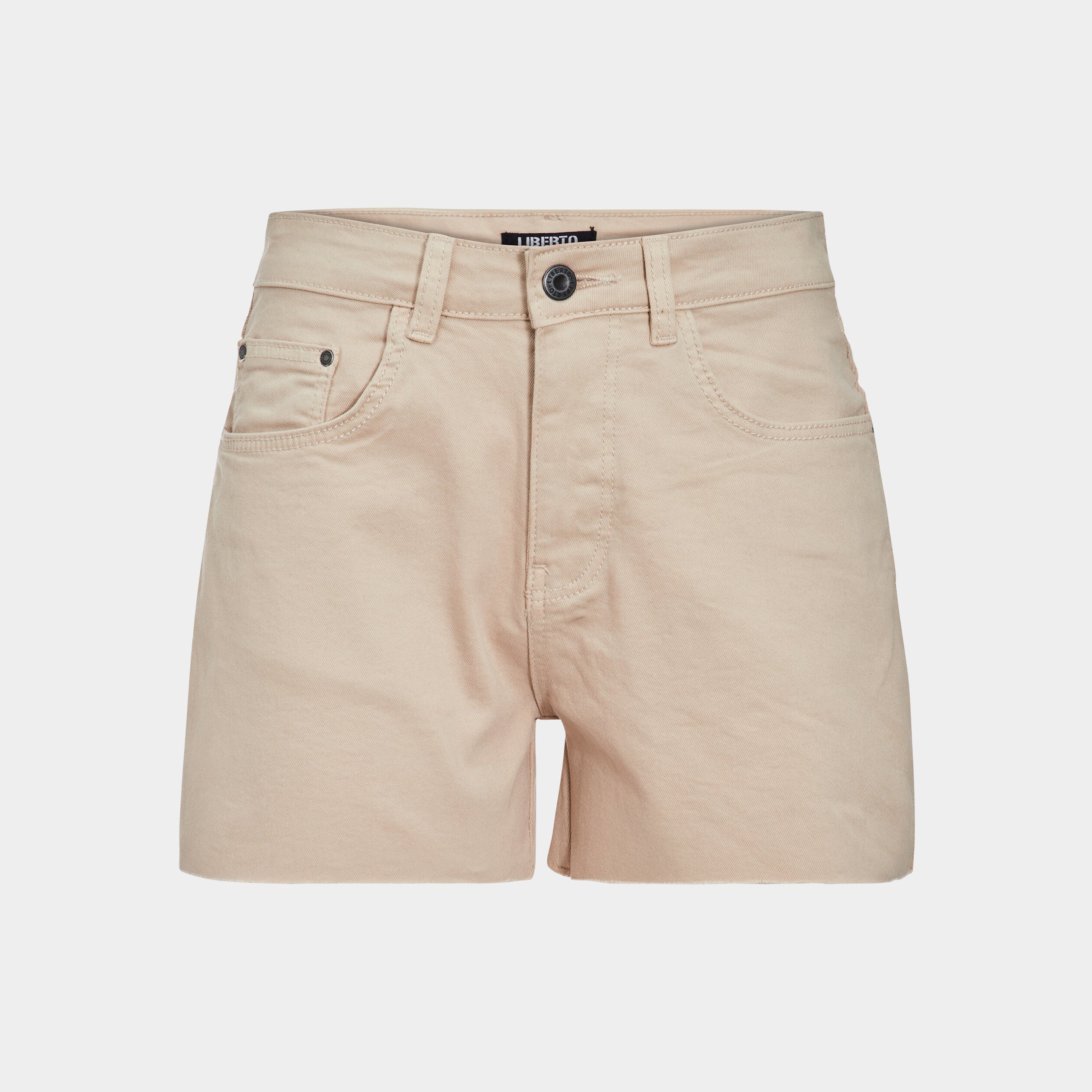 Short ajusté taille haute bords francs beige femme | La Halle