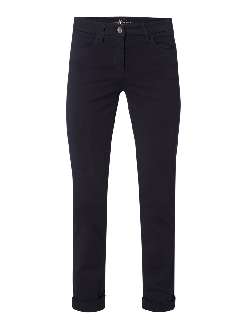 Skinny Fit Jeans mit Umschlag in marineblau