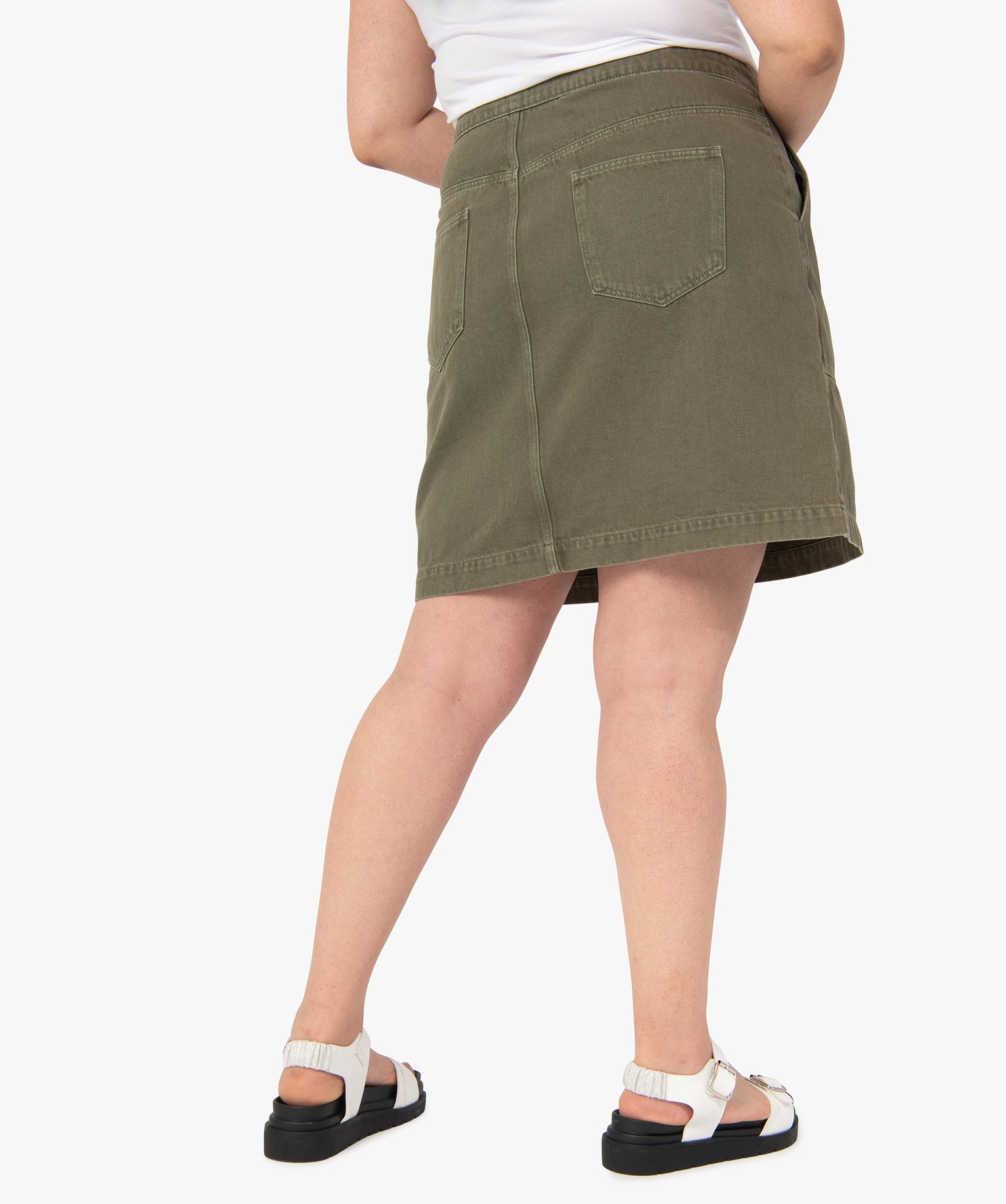 Jupe femme grande taille en toile coupe droite vert clair | GEMO