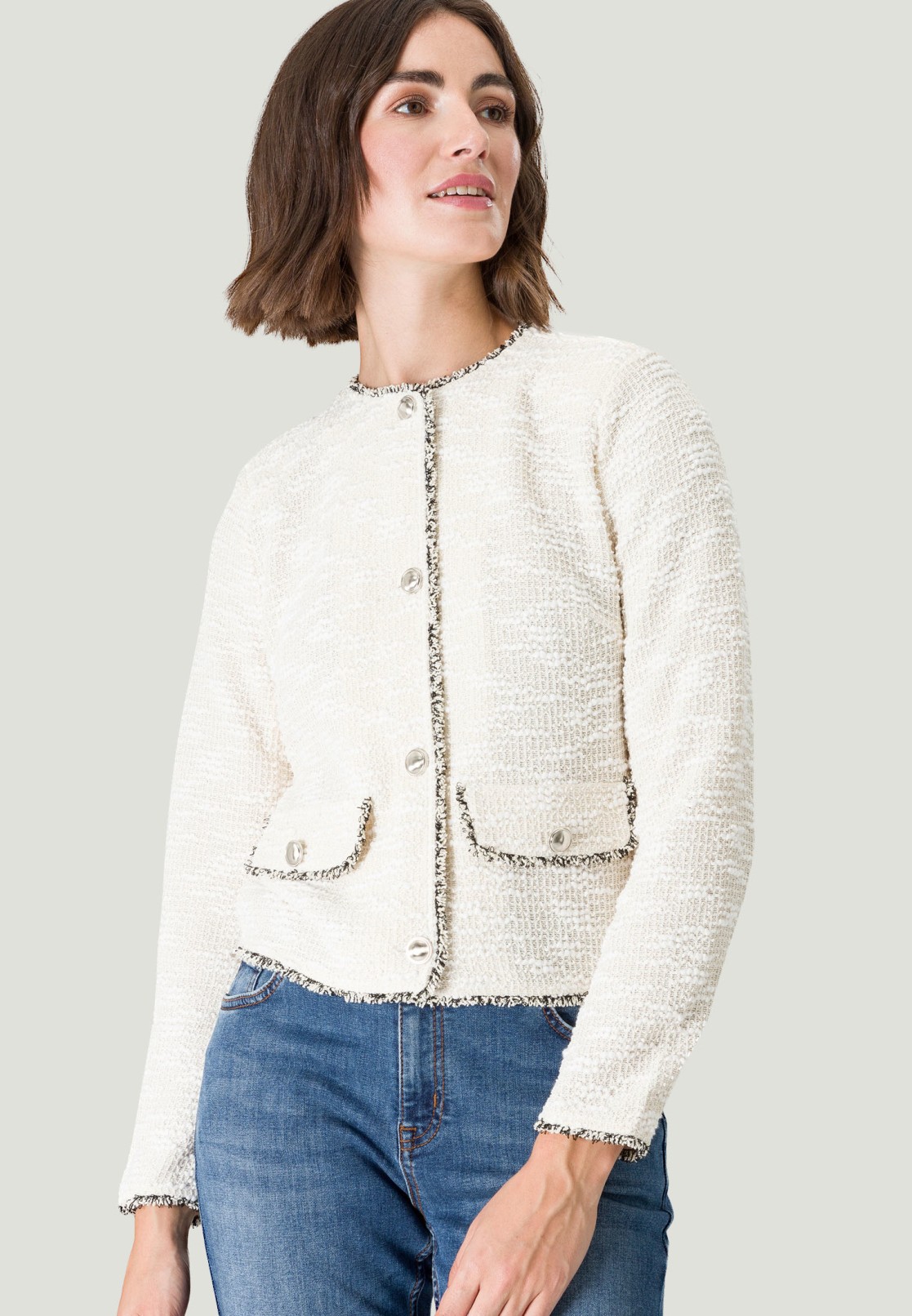 Blazer Bouclè mit Taschenklappen