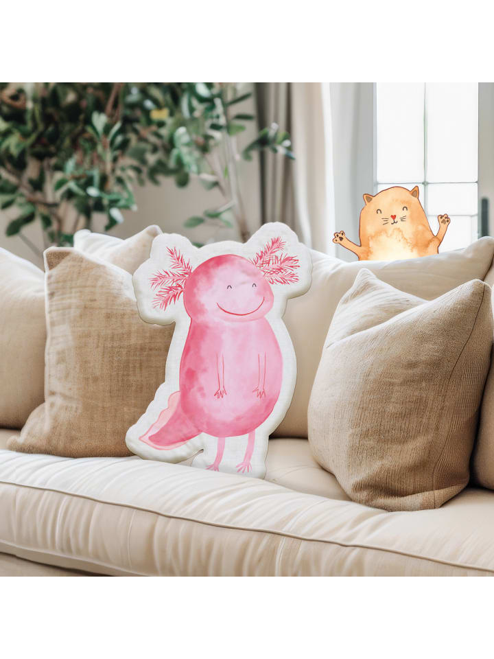 Mr. & Mrs. Panda Kissen Kuscheltier Axolotl Glücklich ohne Spruch in Weiß günstig kaufen