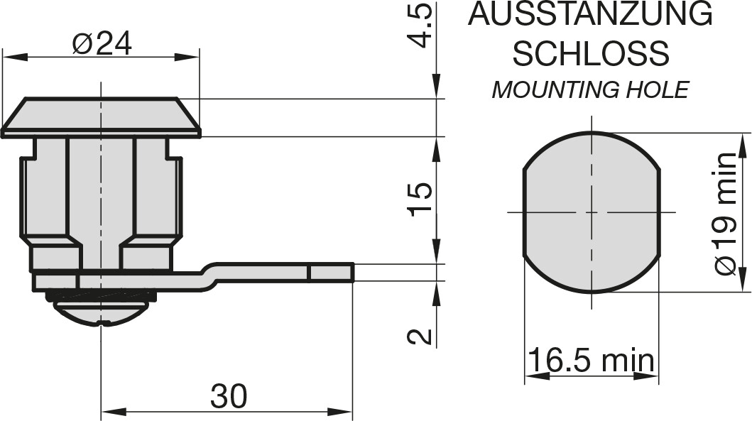 Basi Hebelschloss - HS 326 - Verschiedenschließend - für Format - mit Klammer
