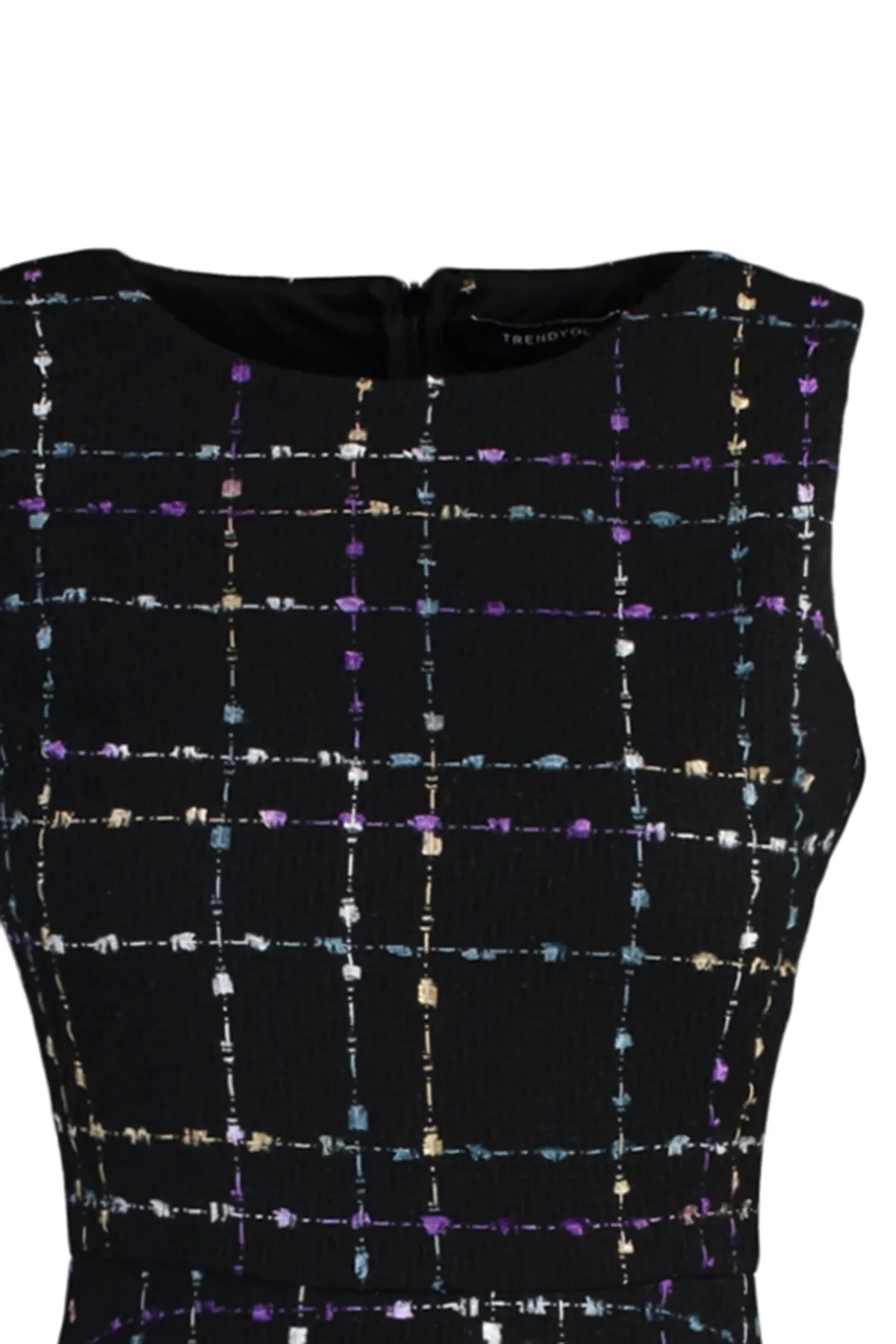 Trendyol Collection  Schwarzes Mini-Tweed-Webkleid in A-Linie TWOAW23EL00258