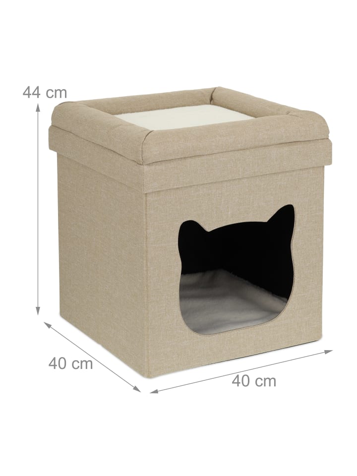 relaxdays Katzenhöhle in Braun/ Weiß - (B)40 x (H)44 x (T)40 cm günstig kaufen onesize