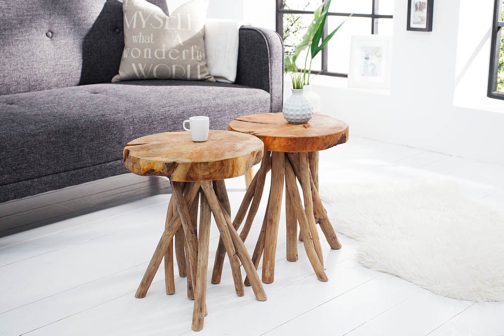 riess-ambiente Beistelltisch ROOT Ø30cm natur (Einzelartikel, 1-St), Teak-Massivholz · rund · Hocker · Wurzelholz-Design · handmade