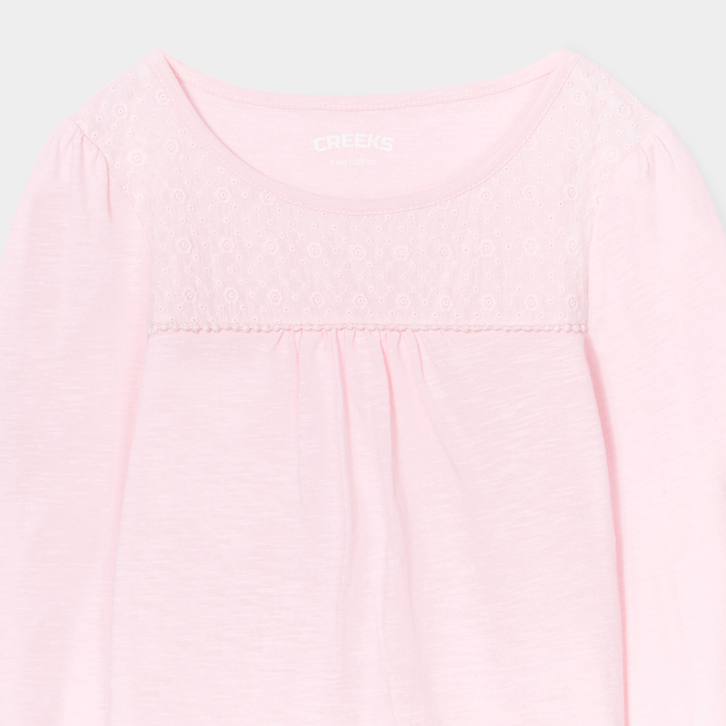 T-shirt avec broderie Creeks rose clair fille | La Halle