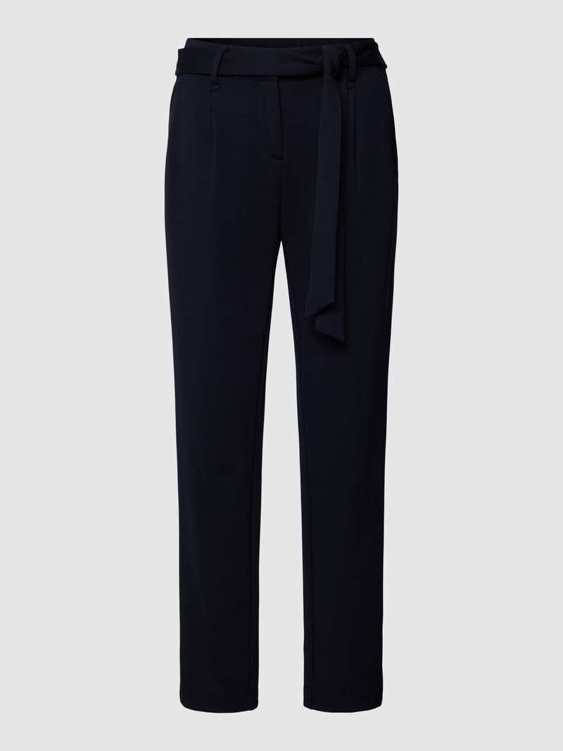 Stoffhose mit Bindegürtel in marineblau