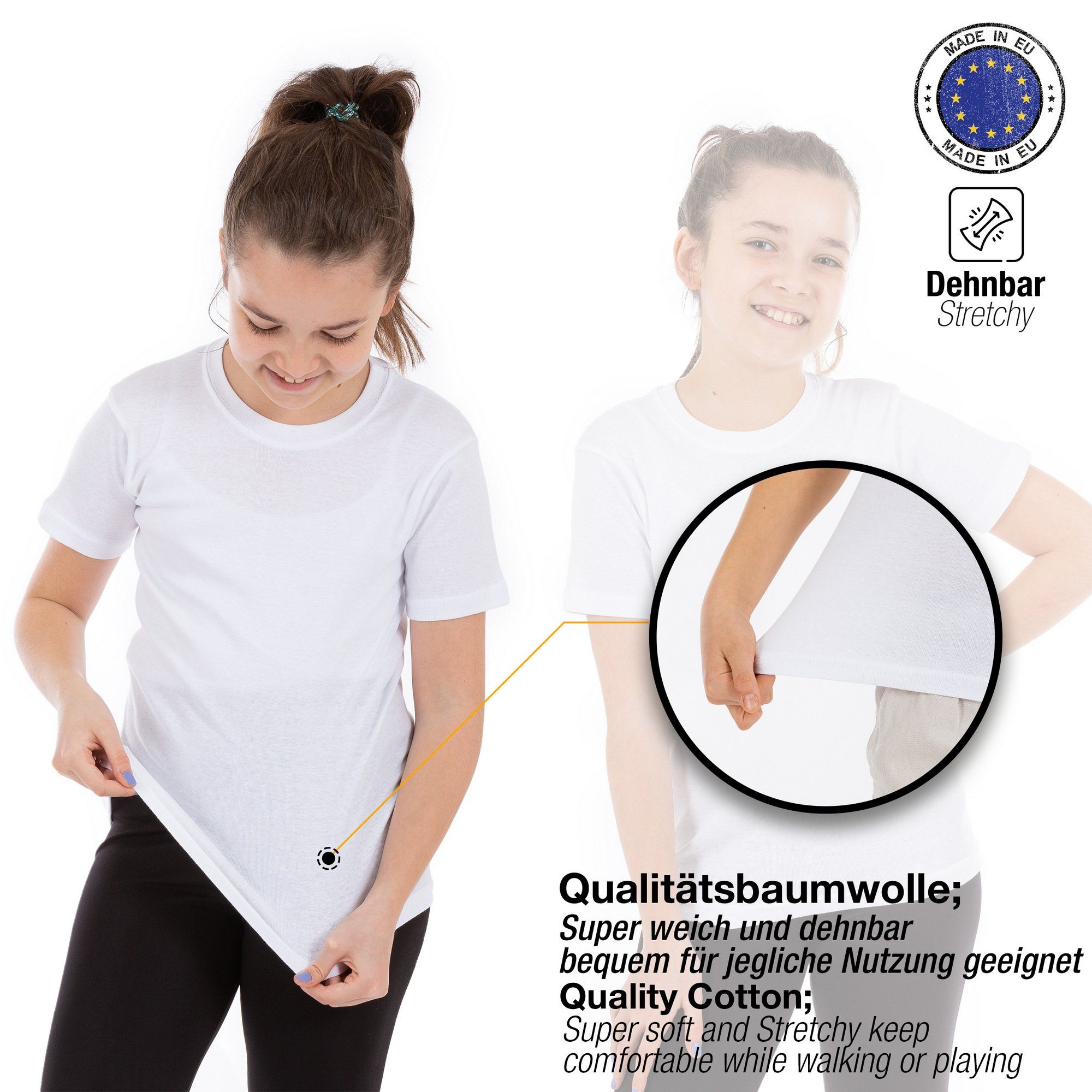 LOREZA Unterhemd Jungen & Mädchen Unterhemden Kurzarm Shirt - T-Shirt 100% Baumwolle (Spar-Packung, 6-St)