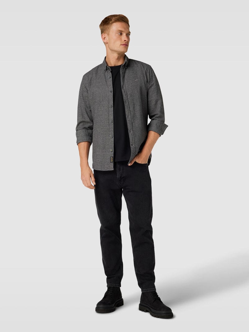 Regular Fit Freizeithemd mit Button-Down-Kragen in hellgrau meliert