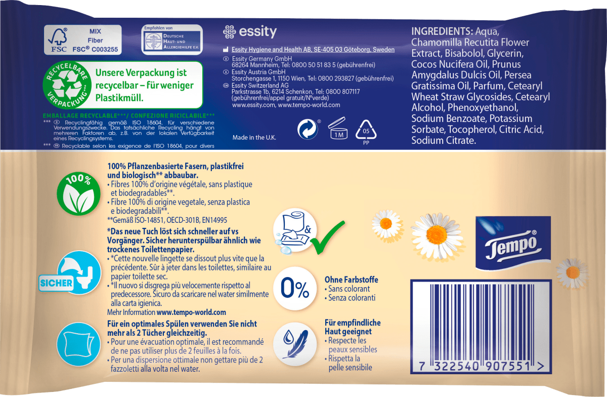 Feuchtes Toilettenpapier sanft & pflegend Kamille (2x42 St), 84 St