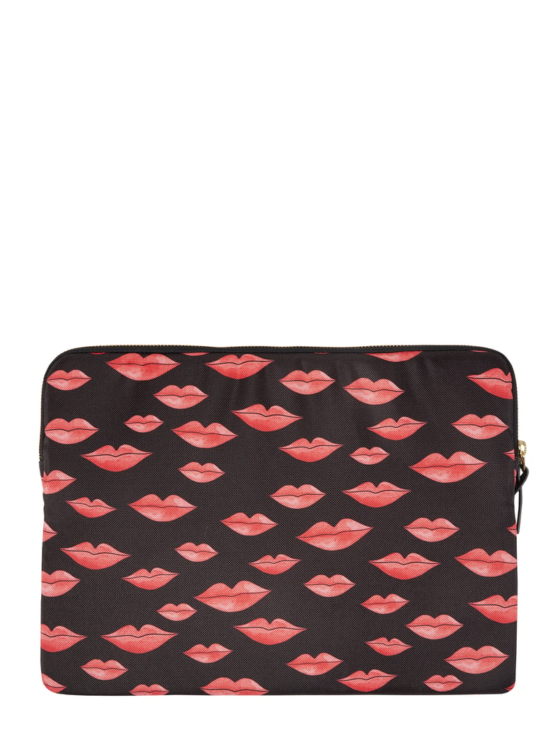 Tablettasche mit Allover-Muster Modell 'Hearts' - wasserabweisend in schwarz