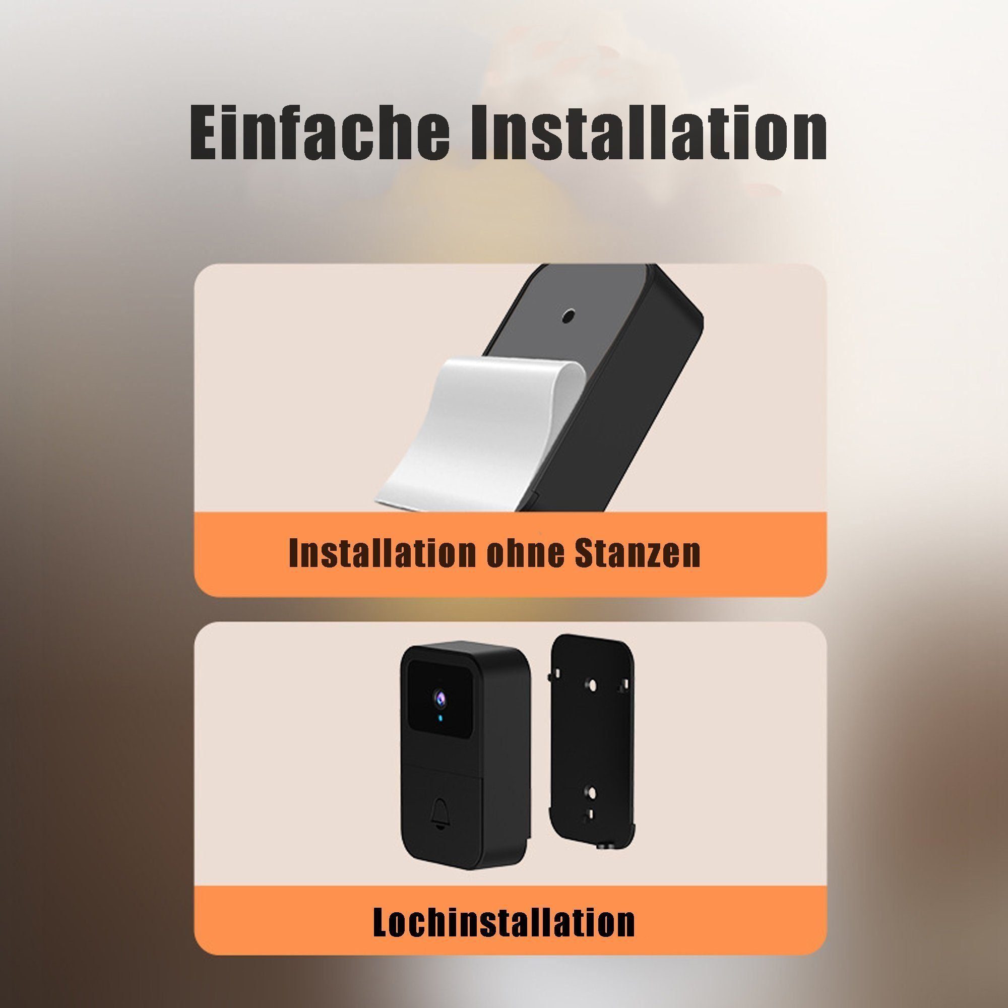 KUGI Türklingel 1080P Türklingel mit Kamera Video Türsprechanlage Kabellose (Türklingel mit Glockenspiel, Akkubetrieben, Cloud-Speicher), Zwei-Wege-Audio, Nachtsicht,Mit Wiedergabe, Besuchererfassung