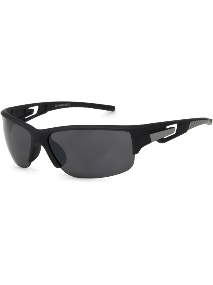styleBREAKER Sport Sonnenbrille in Schwarz-Grau / Grau getönt günstig kaufen onesize