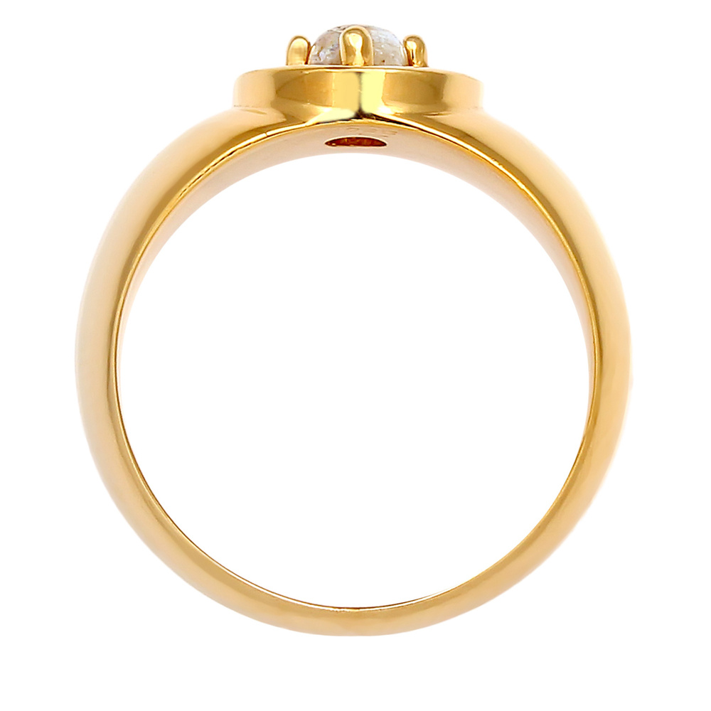 Elli PREMIUM Elli PREMIUM Bague Siegelring Labradorit Kreuz 925 Silber vergoldet Bague