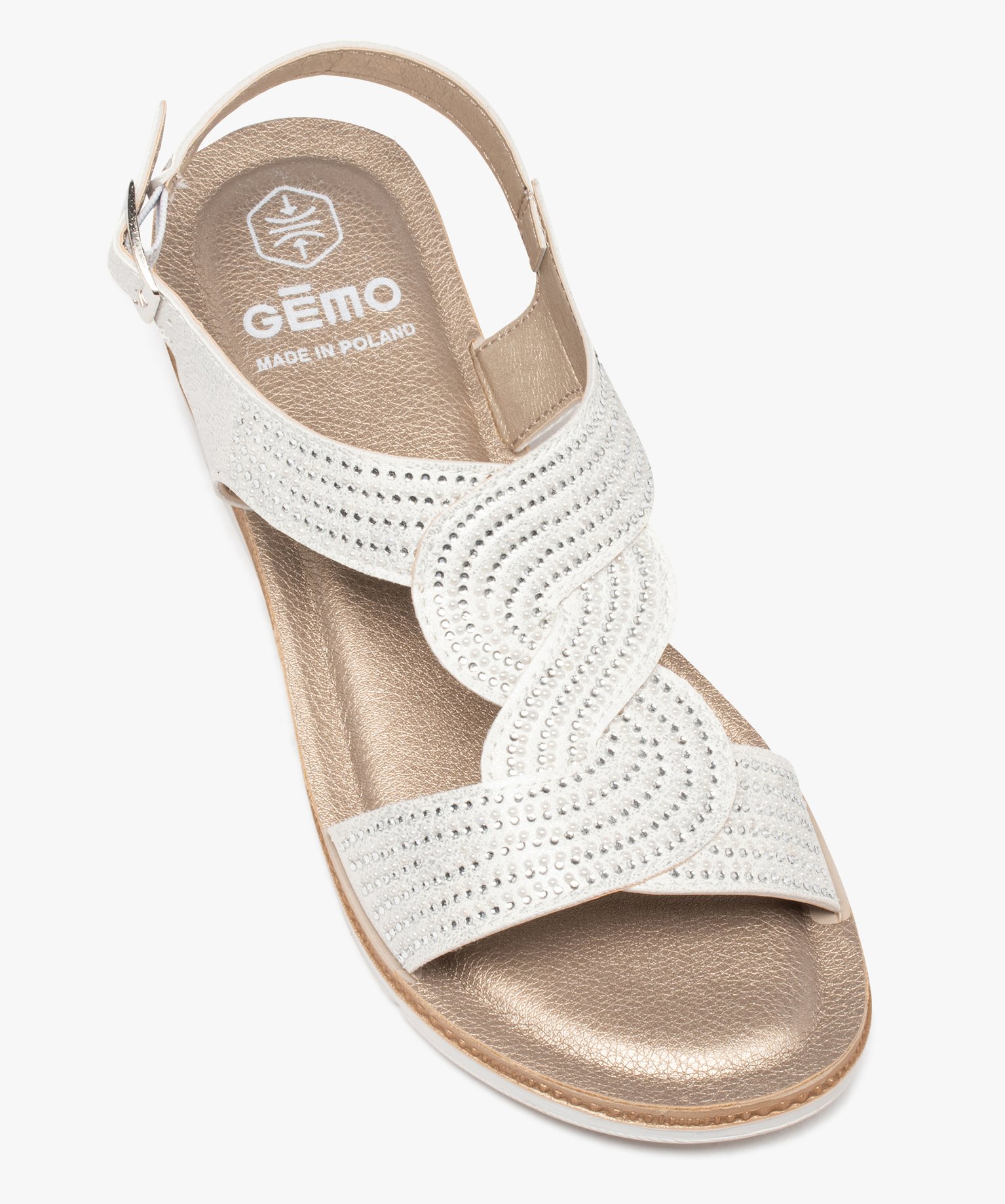 Sandales femme à brides strass et semelle amortissante blanc | GEMO