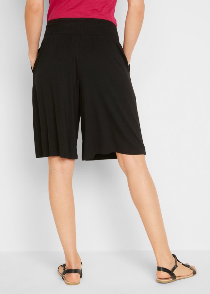 Weite Jersey-Bermuda mit breitem Komfort-Smokbund und Seitentaschen