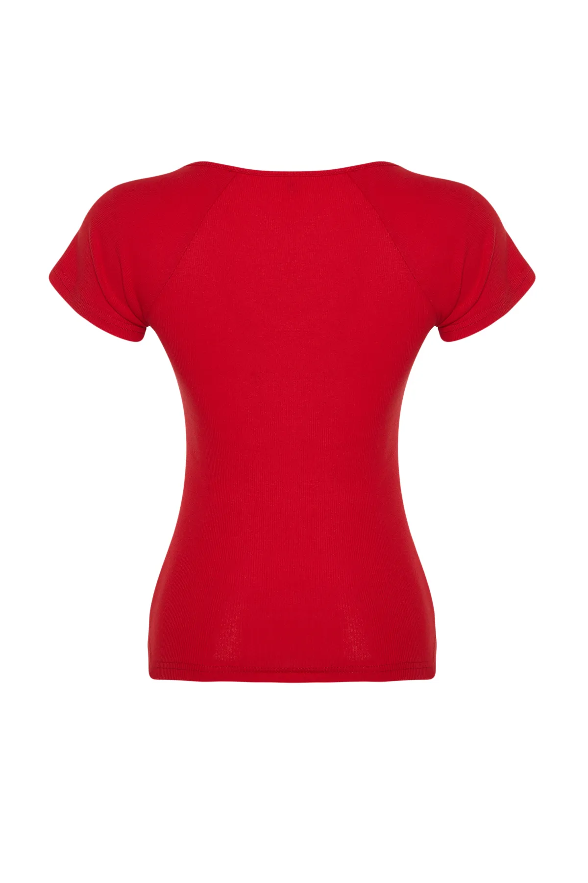 Trendyol Collection  Rote, taillierte Strickbluse aus Baumwollstretch TWOSS21BZ0579