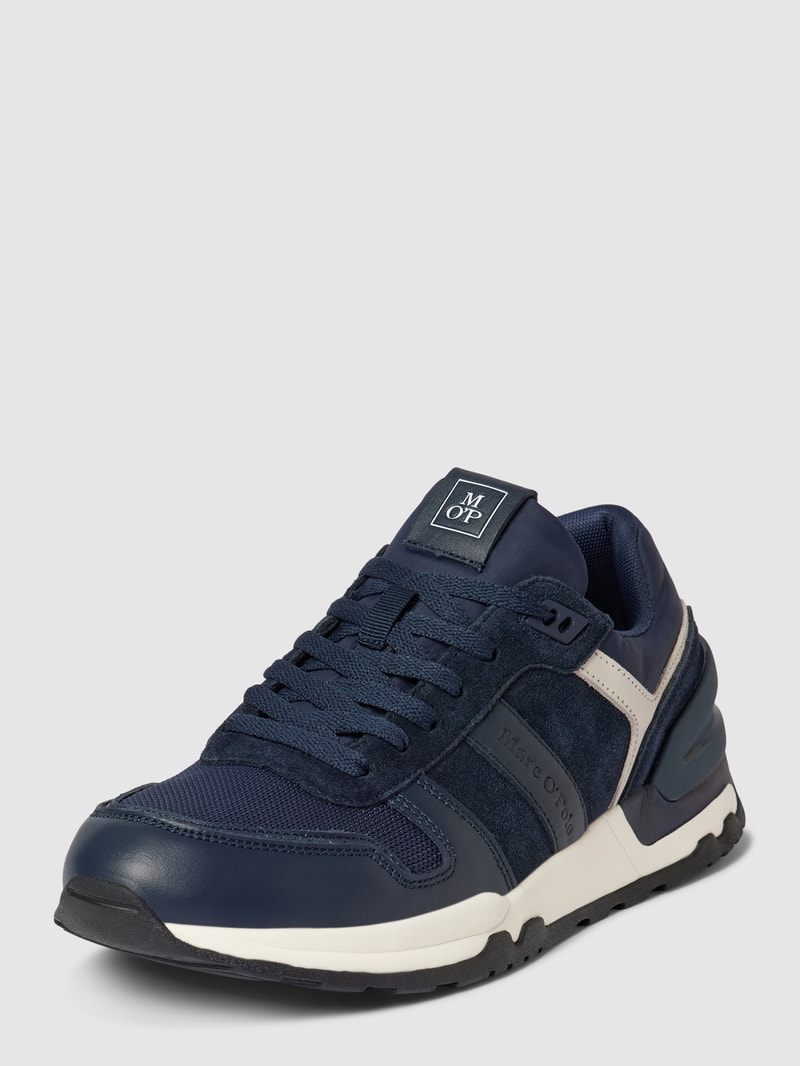 Sneaker aus Leder-Mix in marineblau