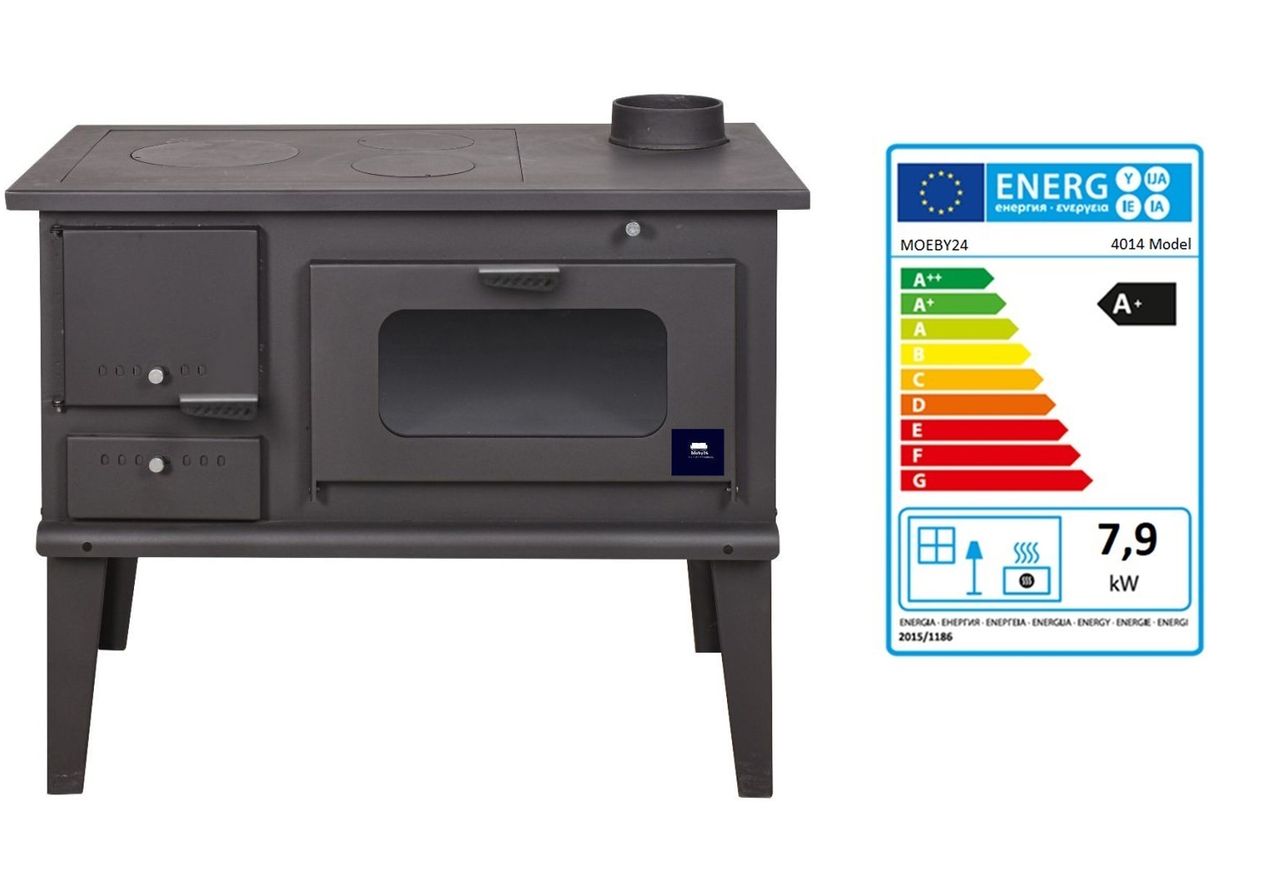 Moeby24 Küchenofen Holzherd Kaminofen Herd Gusseisen 7,9KW BimSchV2 EEK A