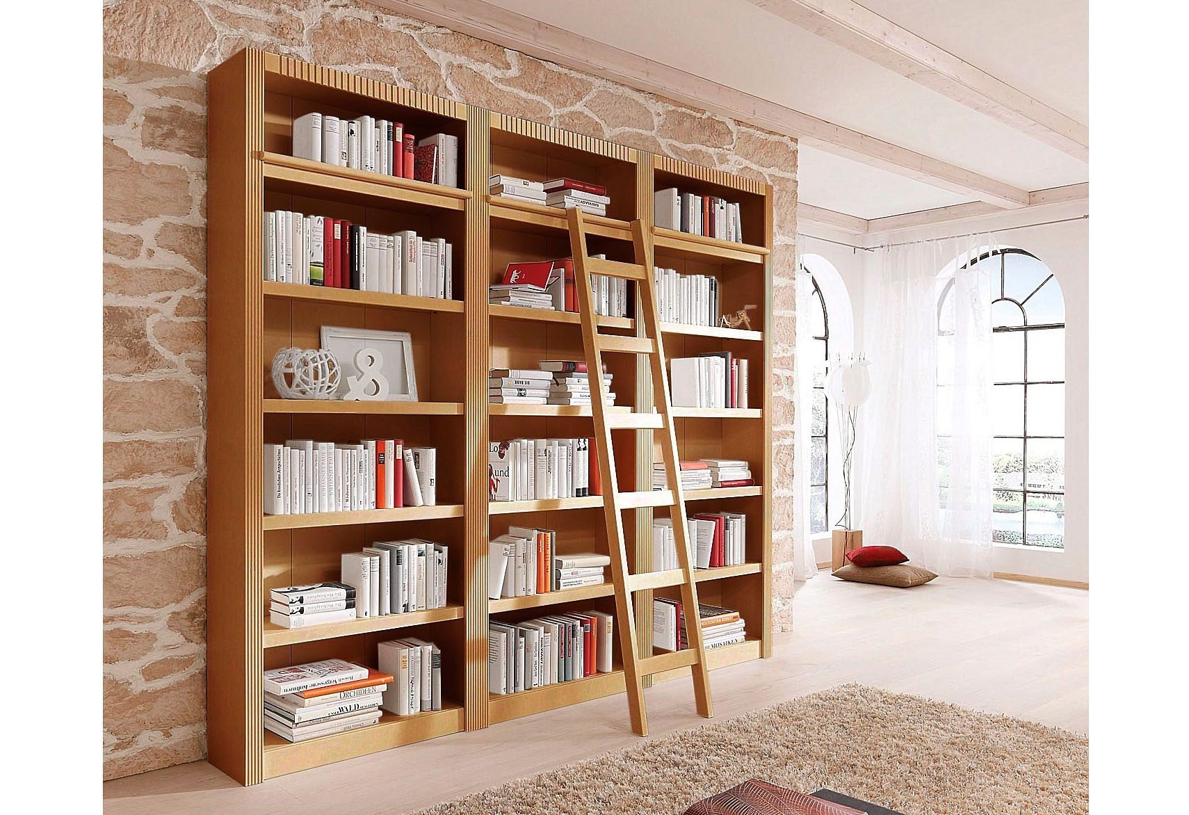 Home affaire Bücherwand Bergen, aus schönem massivem Kiefernholz, 3 tlg.