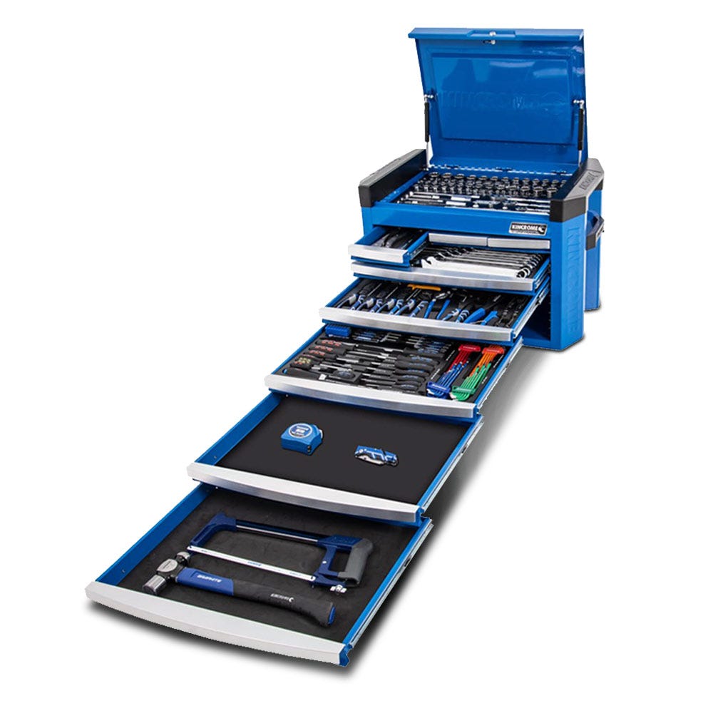 KINCROME Contour TFL Tool Chest Kit 246 Piece 8 Drawer - Blue P1800