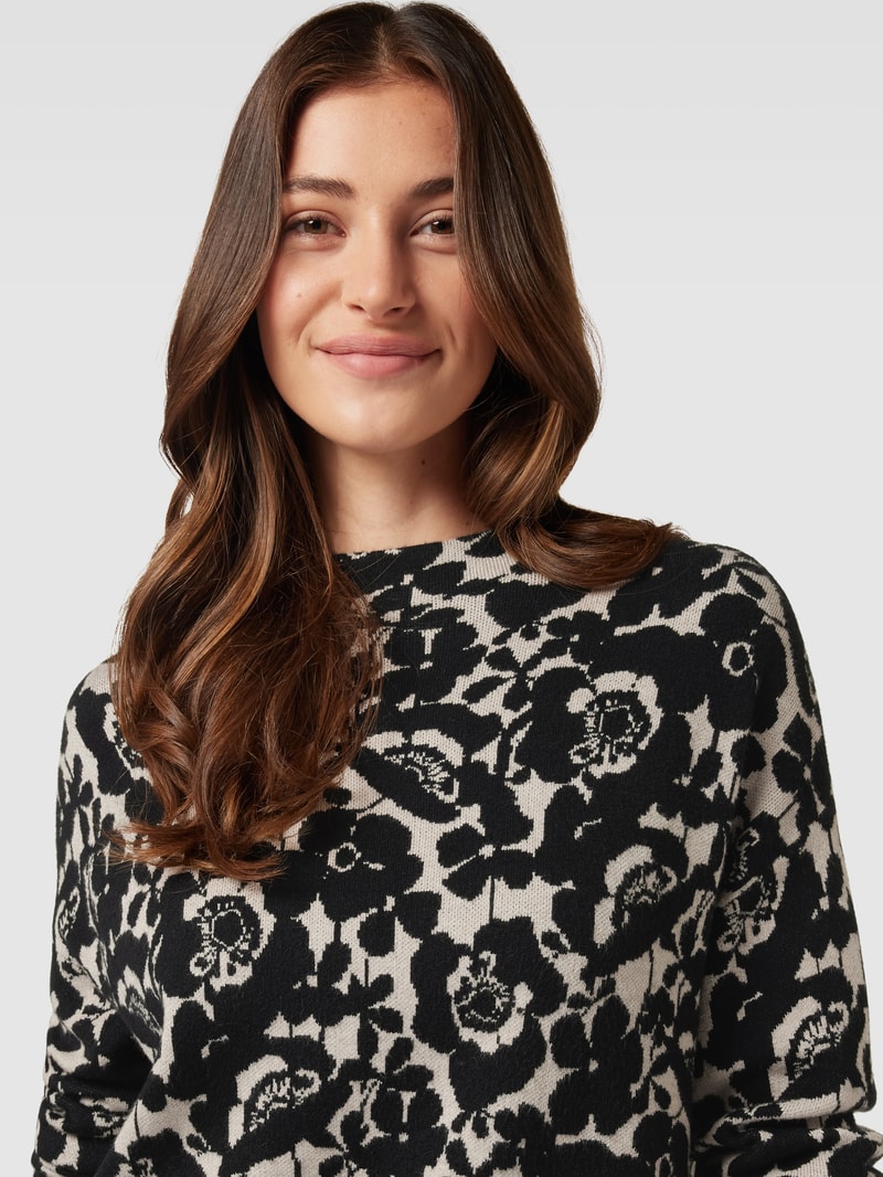 Knielanges Kleid mit Allover-Muster in schwarz