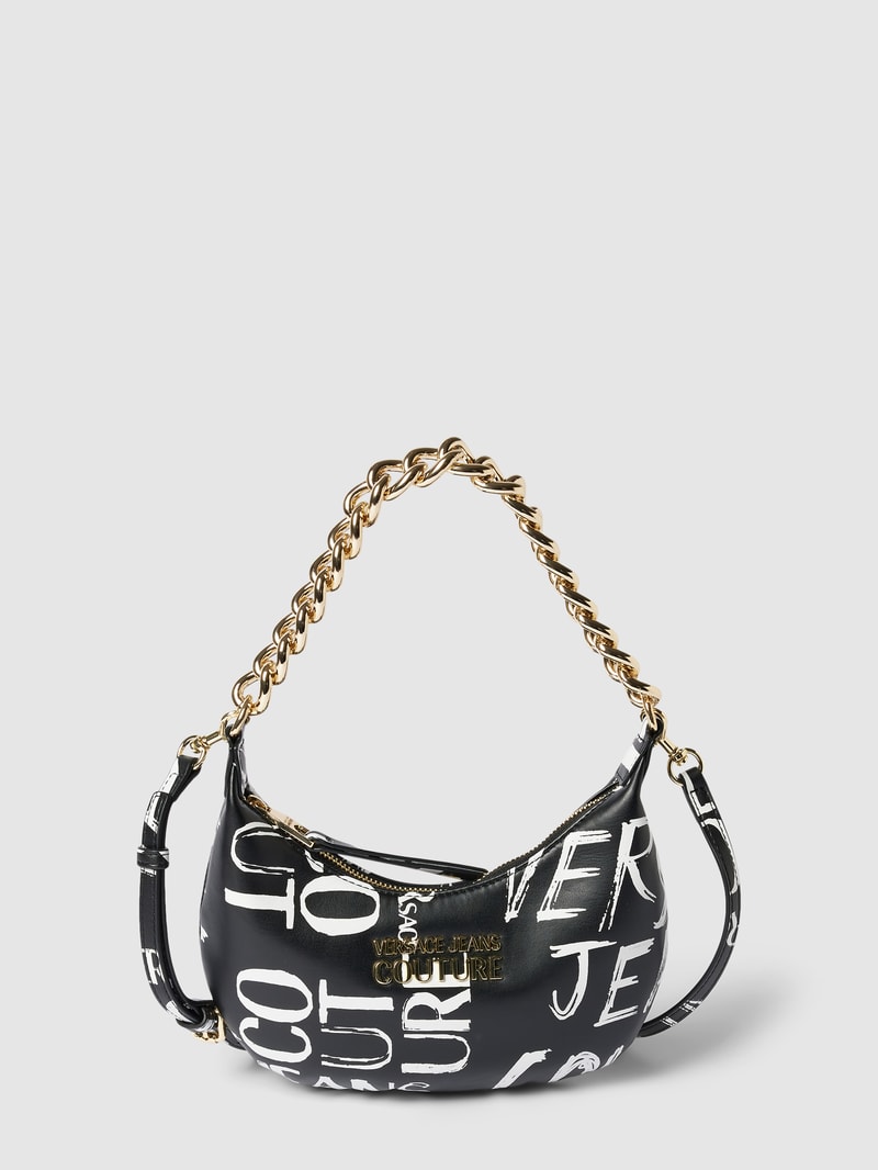 Handtasche mit Label-Print in schwarz