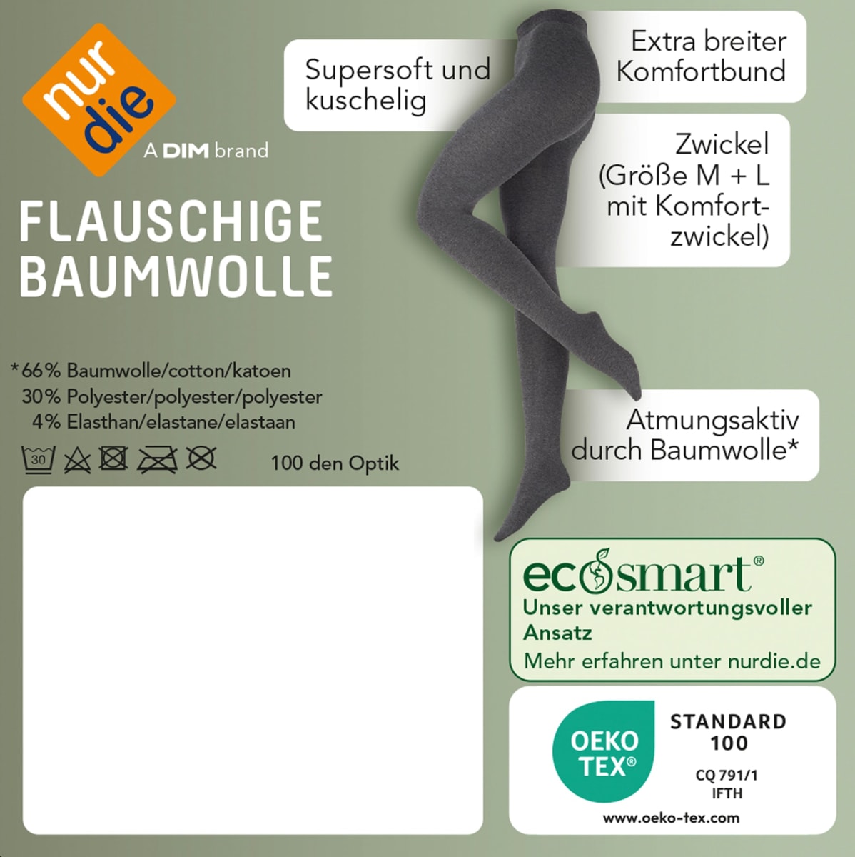 Strumpfhose Flauschige Baumwolle schwarz Gr. 40/44, 100 DEN, 1 St