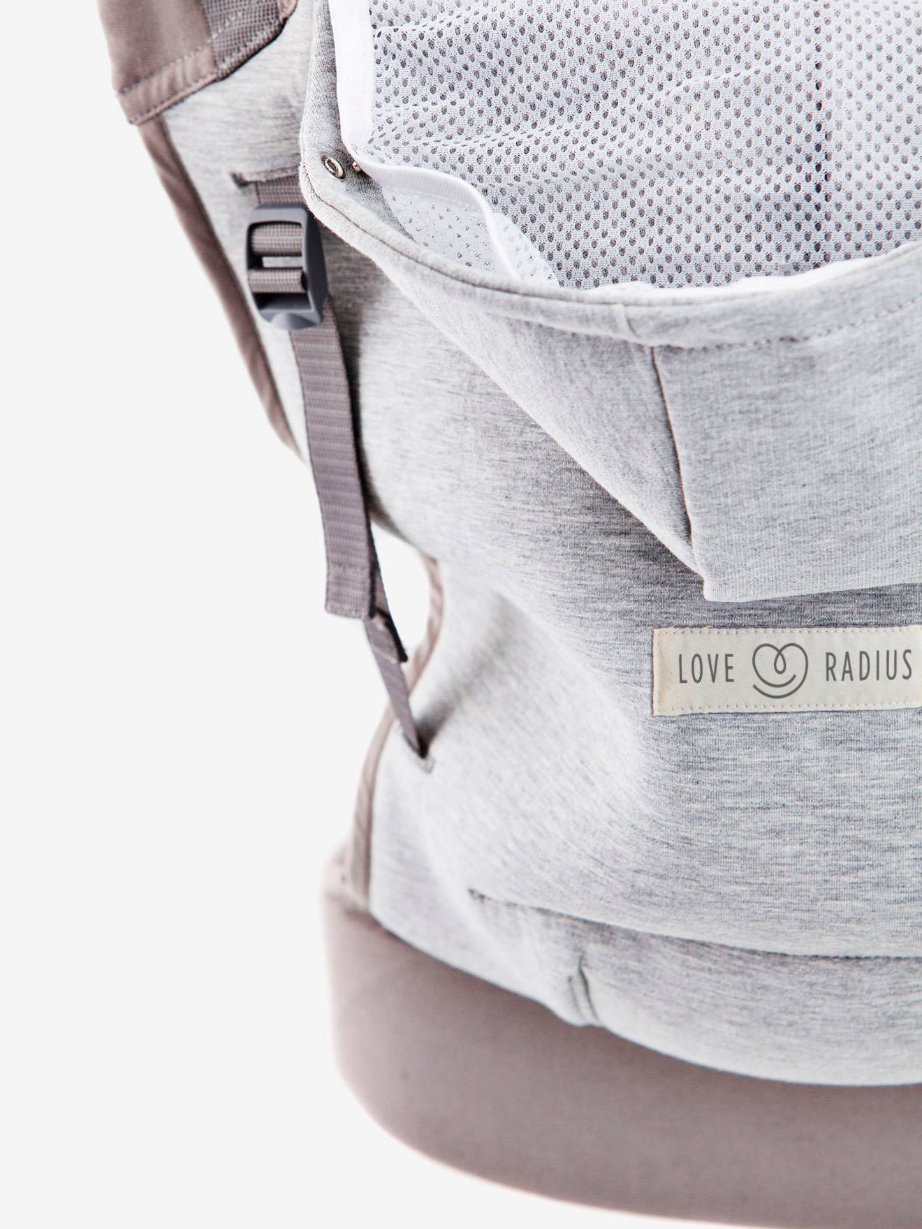 Pack HoodieCarrier + cale-tête et réhausseur LOVE RADIUS gris flanelle