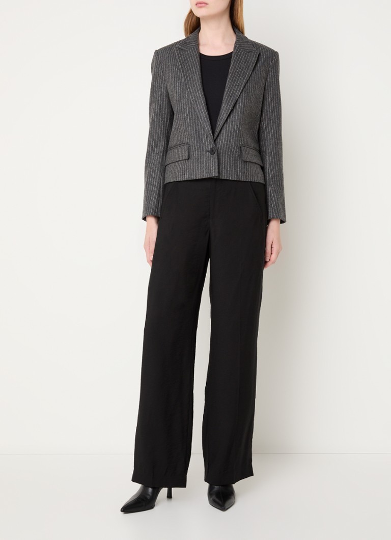 ba&sh Accept cropped blazer in wool blend with pinstripe