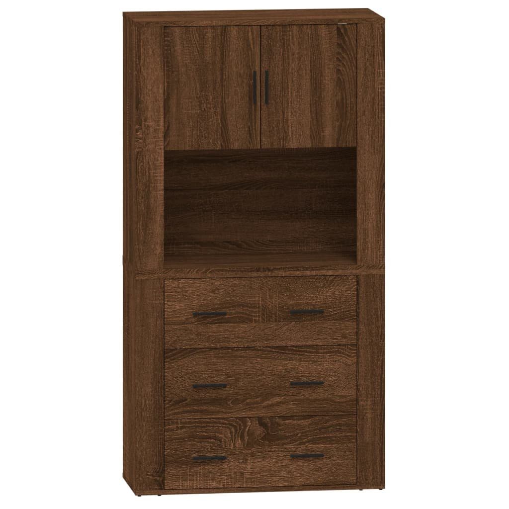 vidaXL Sideboard Highboard Braun Eichen-Optik Holzwerkstoff (2 St)